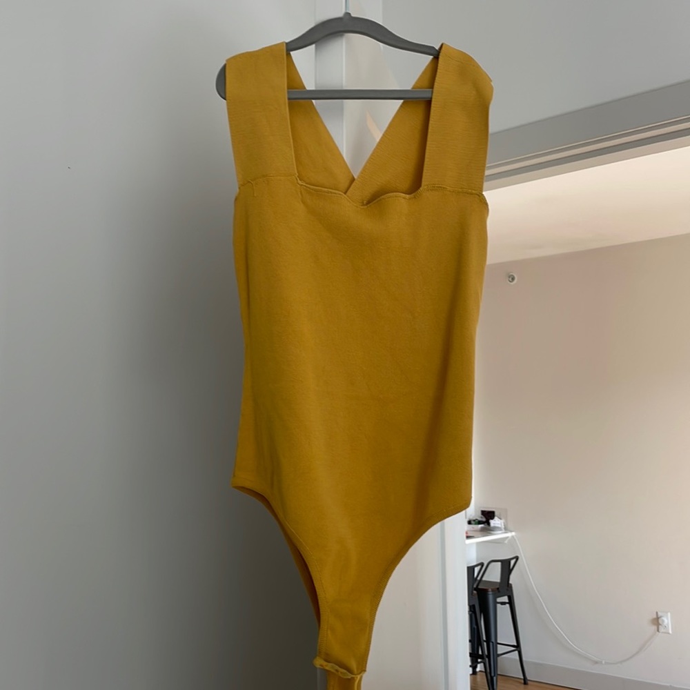 LF Mustard yellow crossover back bodysuit